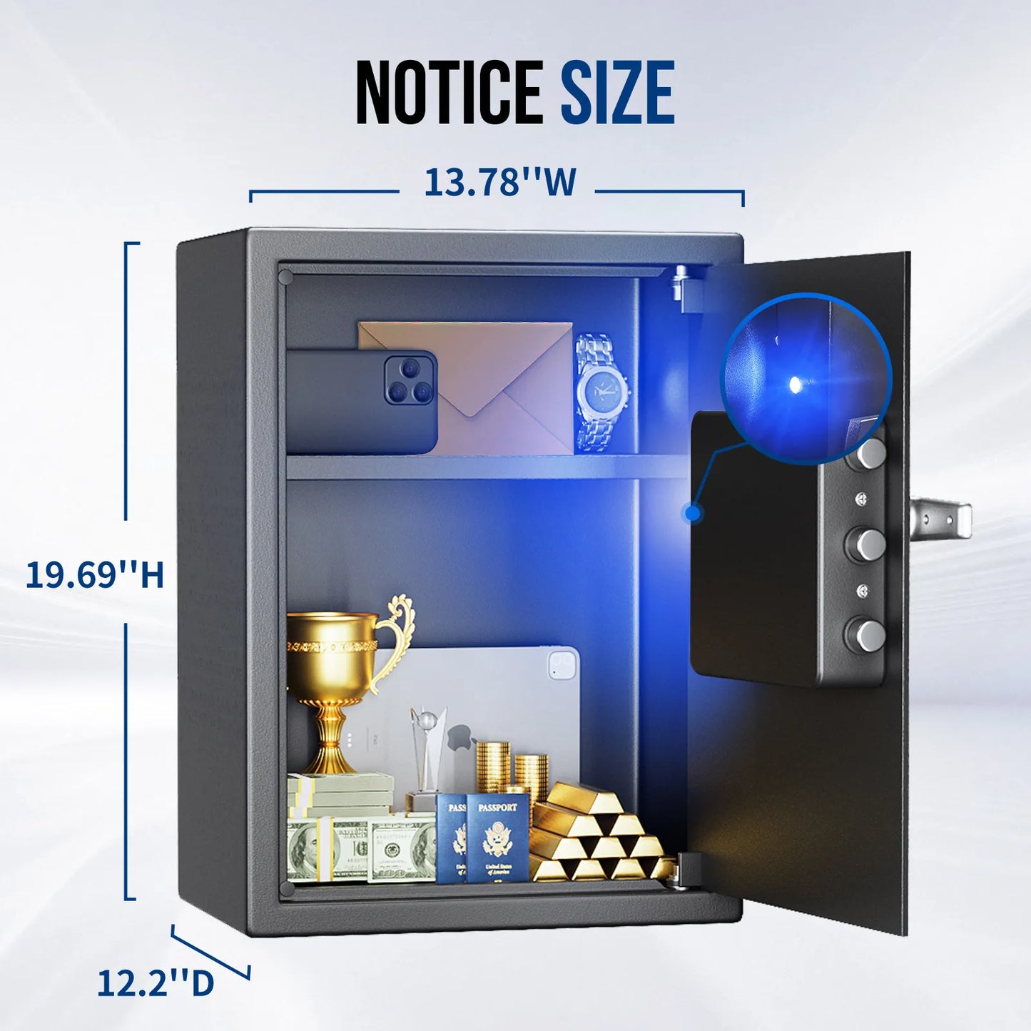 Blacksmith Hidden Design Fireproof Biometric Safe Box With Keypad