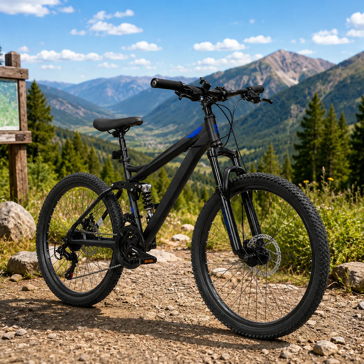 Unisex Full Suspension Mountain Bike 21-Speed With Disc Brakes