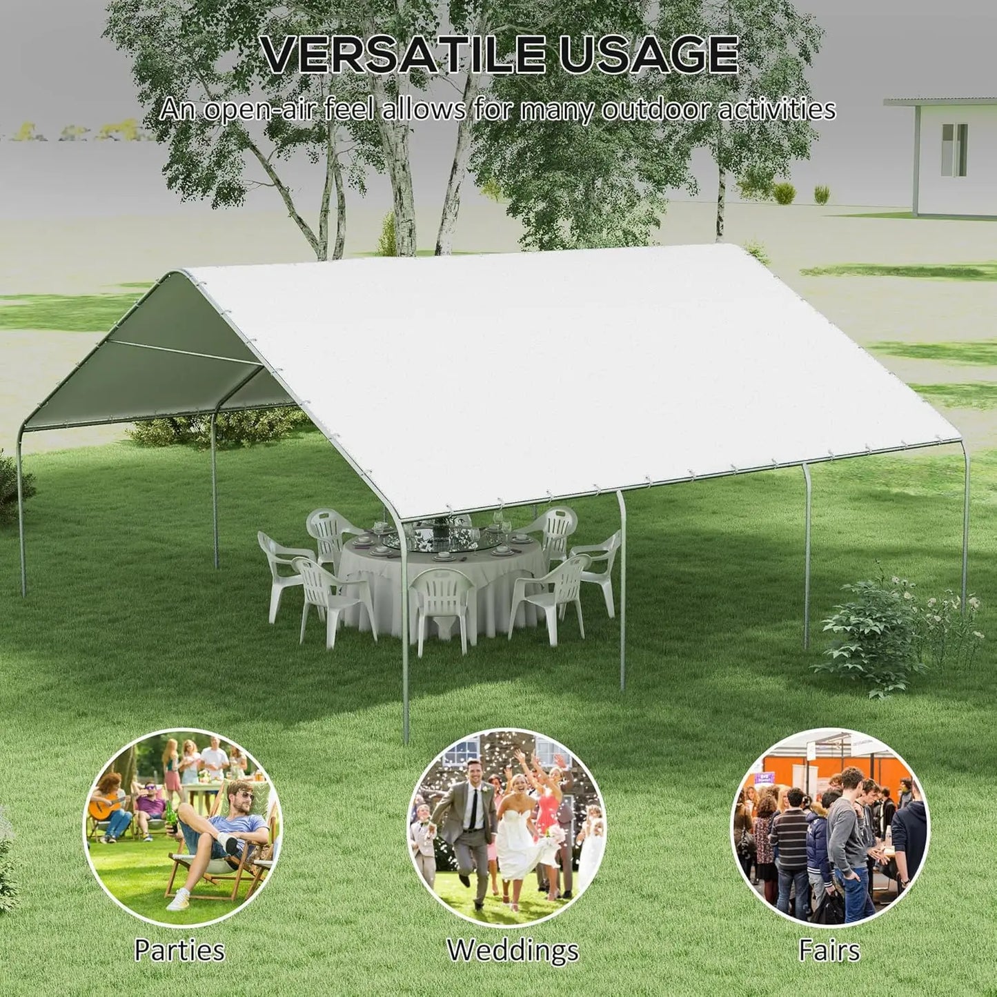 Heavy Duty Carport Canopy Portable Garage With Galvanized Steel Frame by S And B Enterprise