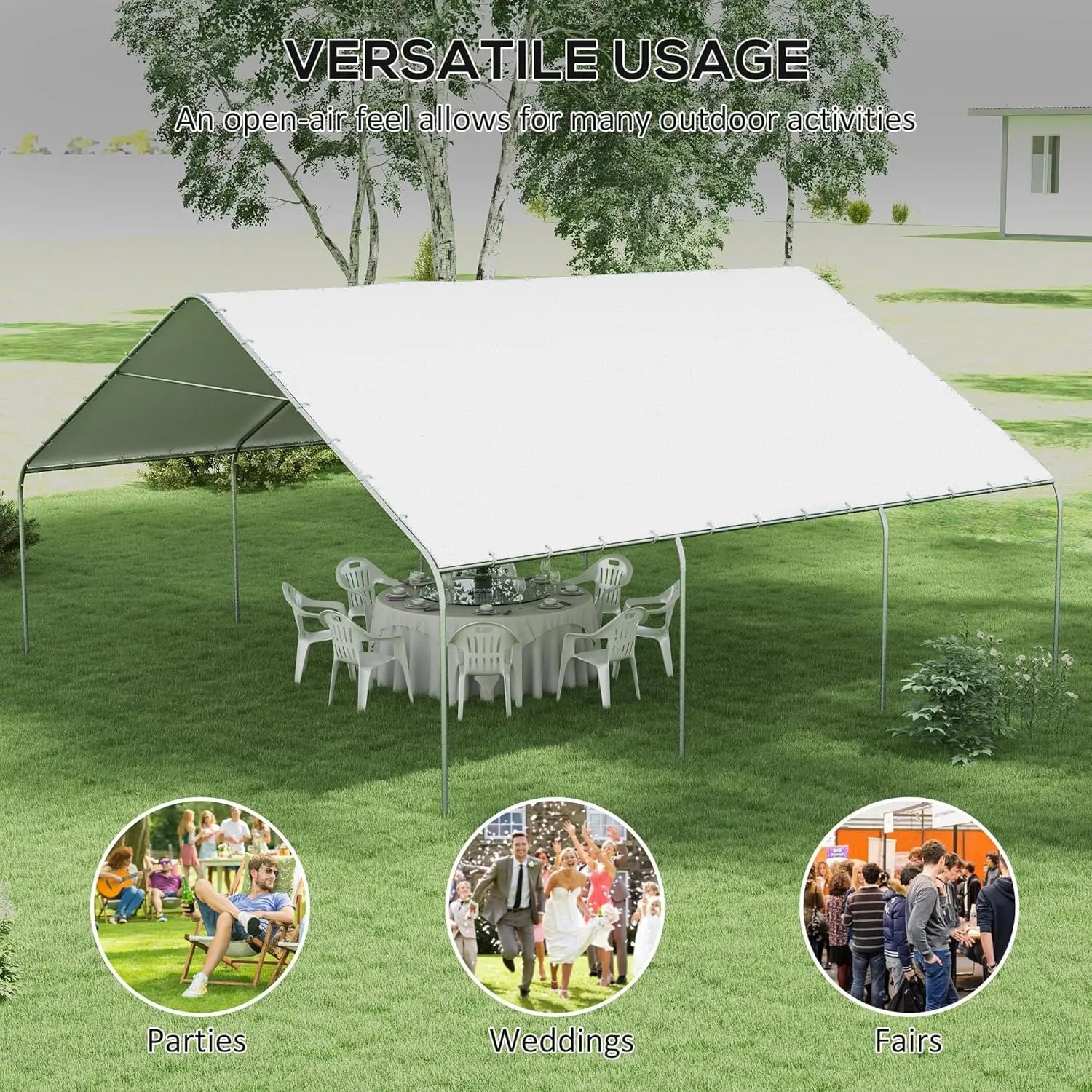 Heavy Duty Carport Canopy Portable Garage With Galvanized Steel Frame by S And B Enterprise
