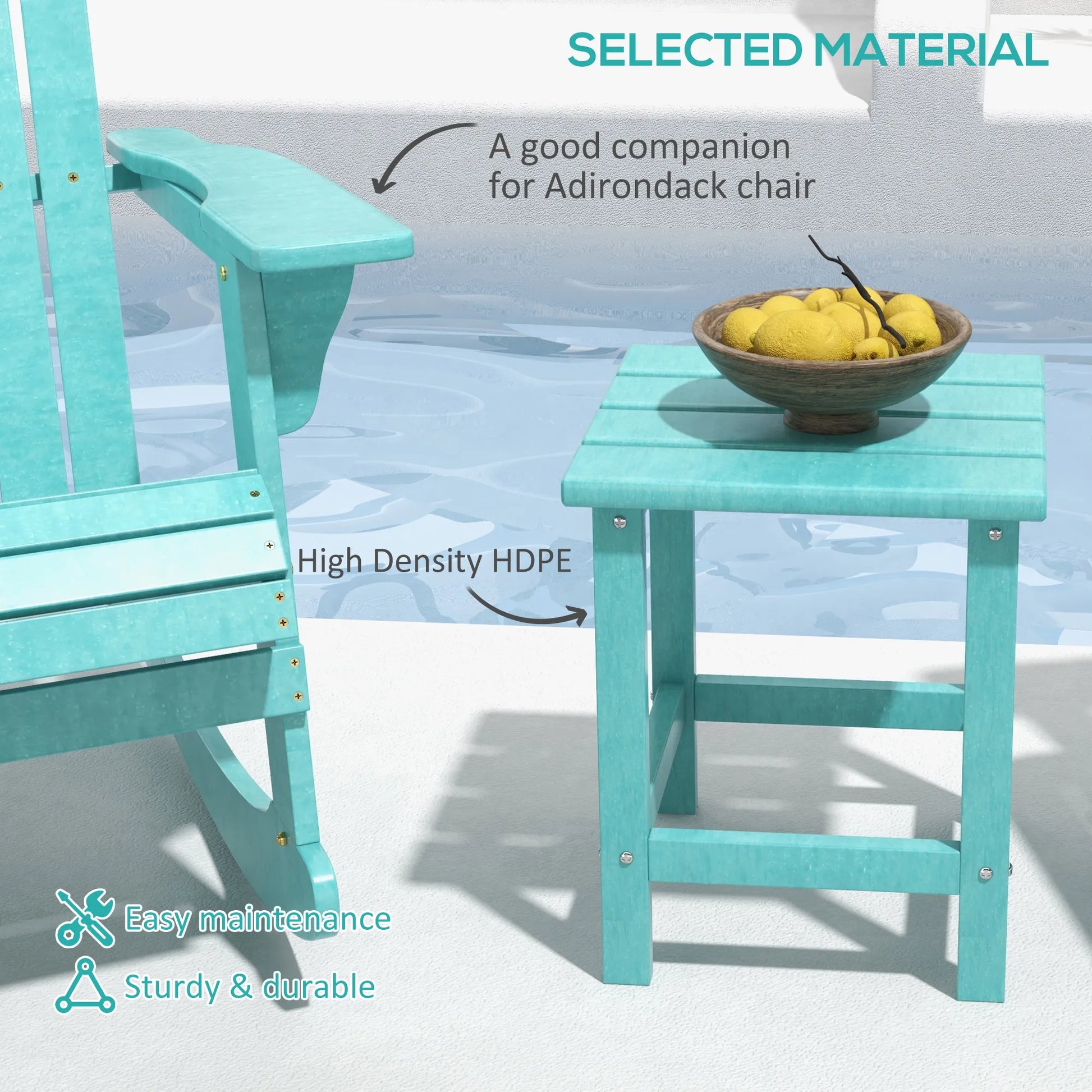 Patio Side Table, Outdoor Plastic End Table for Backyard Deck Lawn, Green by S And B Enterprise