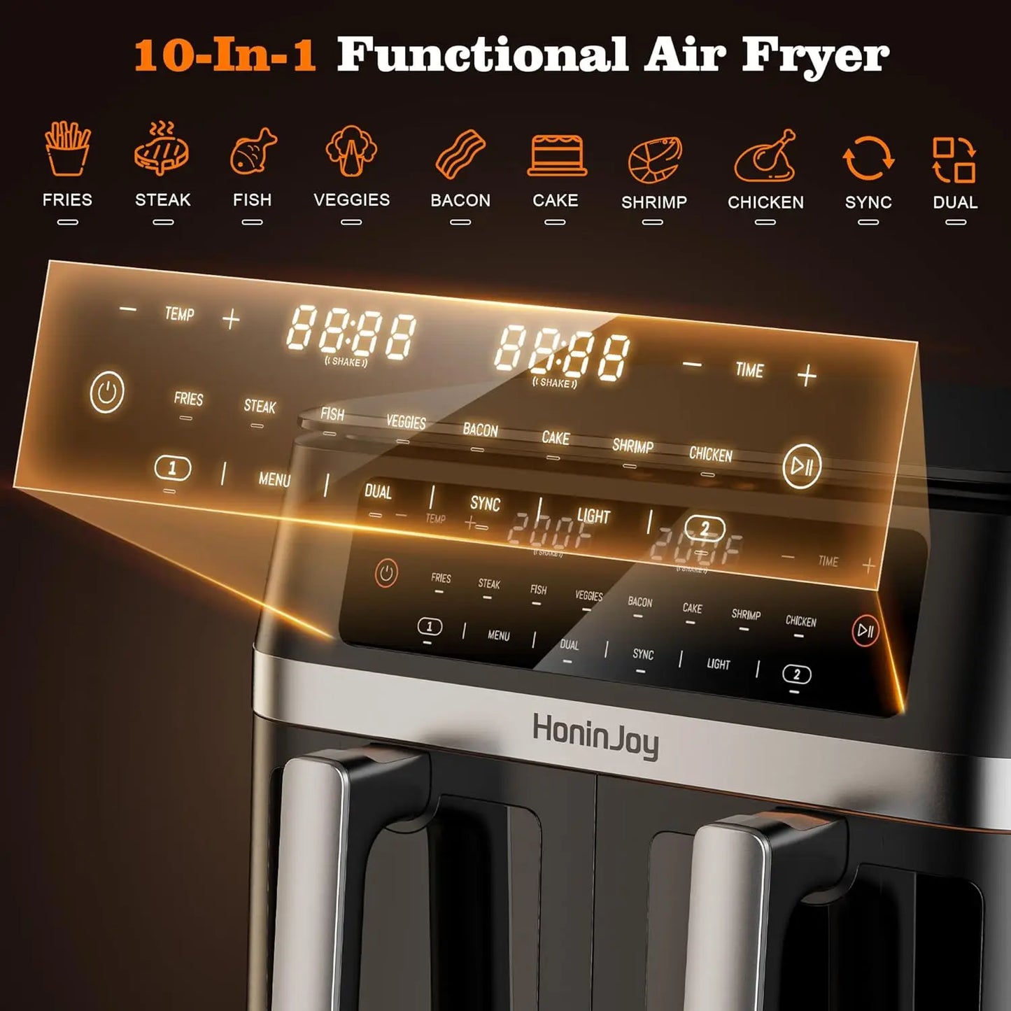 Dual Basket Air Fryer With Viewing Window And Digital Touchscreen