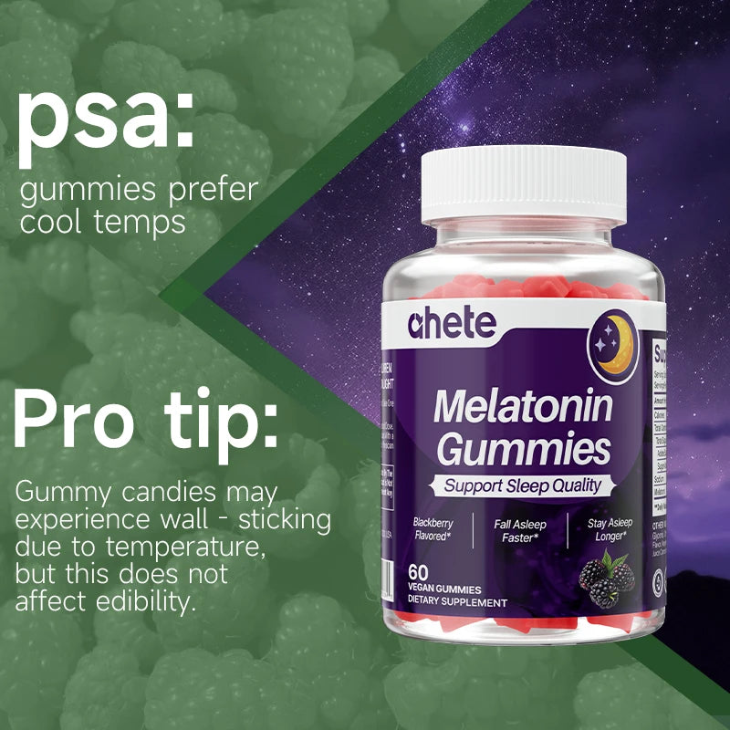 Ahete Melatonin Gummies - Sleep Support Gummies, Relaxation, Berry Flavor Formula, 1 Per Day, Non-Habit Forming,
