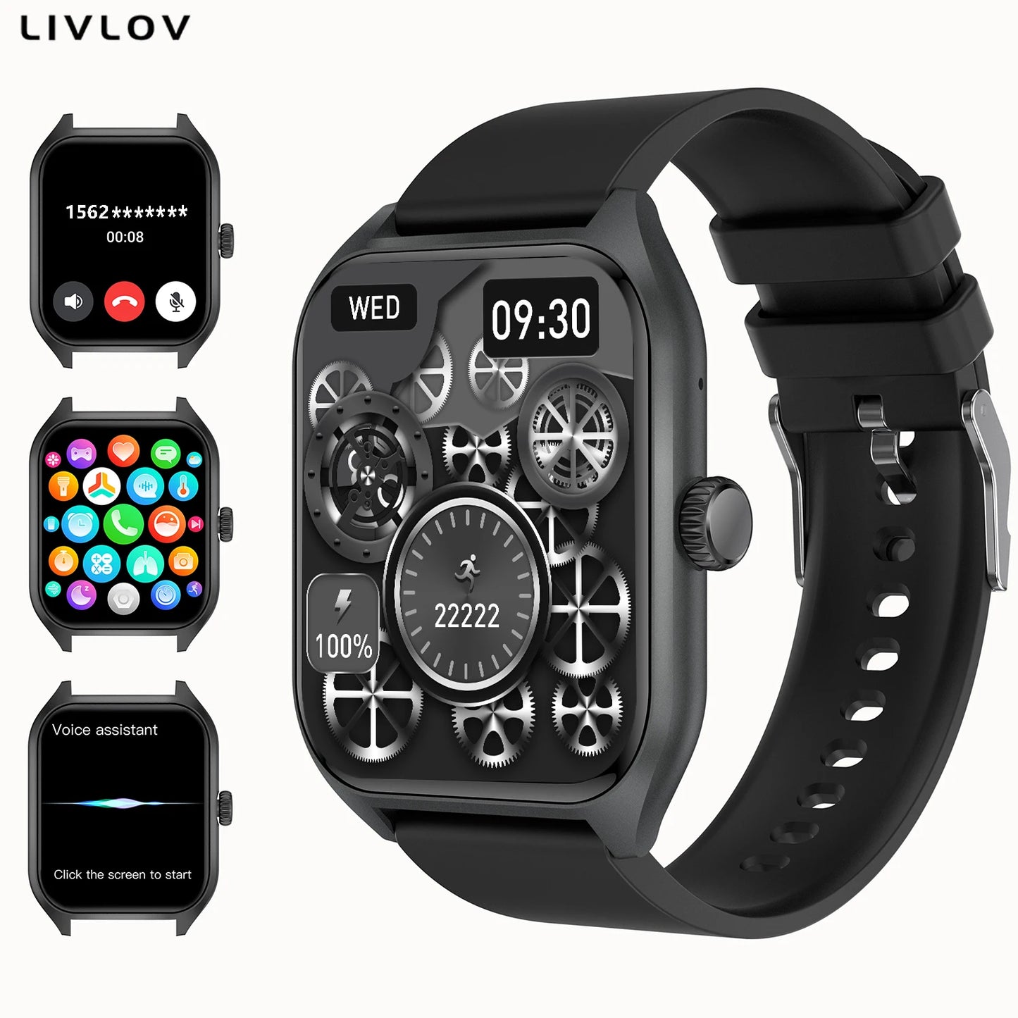 LIVLOVCP AI Voice Assistant Smart Watch Health and Fitness