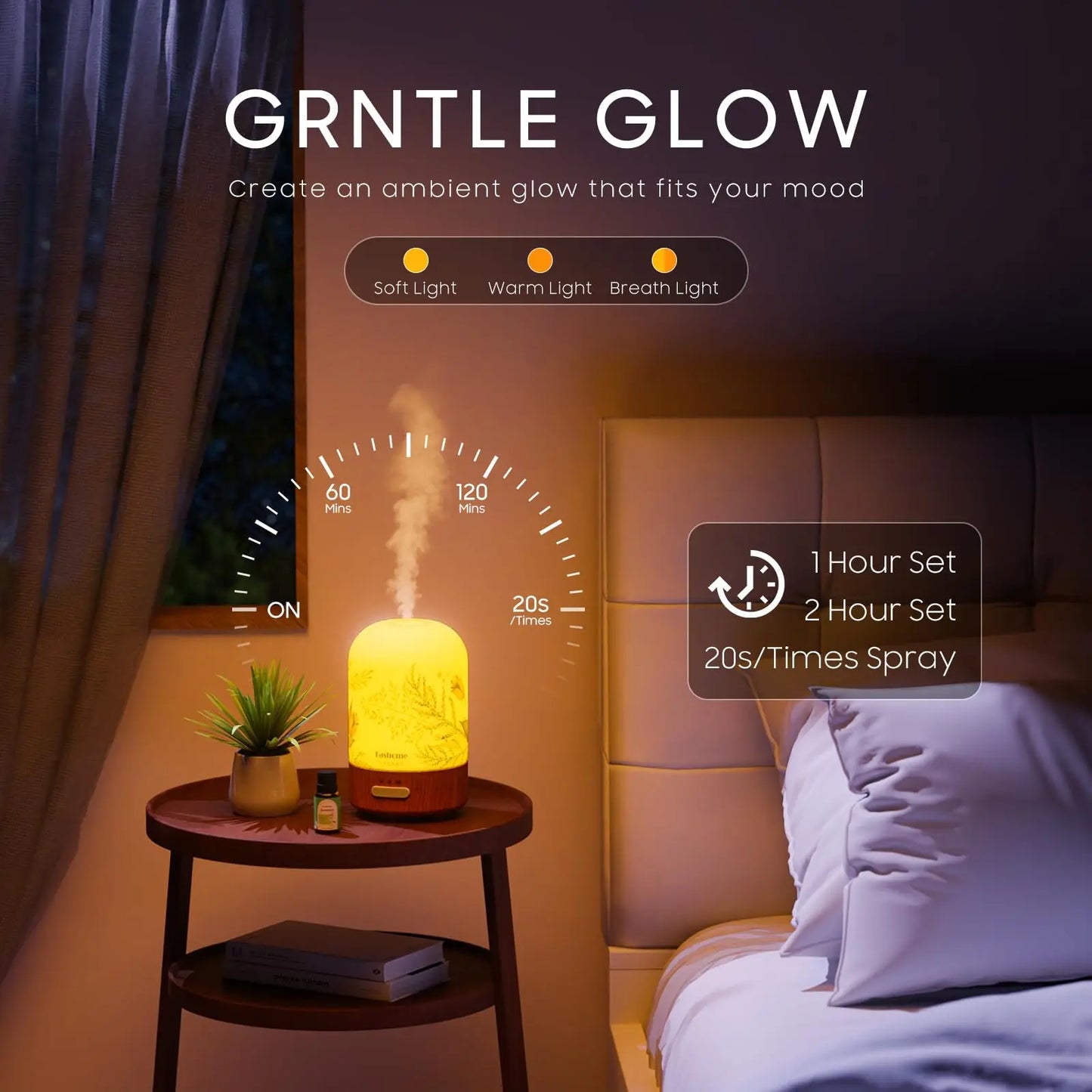 Essential Oil Diffuser Ultrasonic Aromatherapy Humidifier Auto Shut Off Jasmine by S And B Enterprise