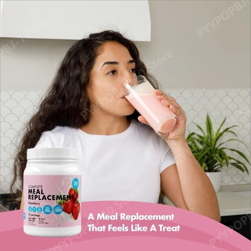 Meal Replacement Milkshake 20G Protein 5G Fiber 21 Vitamins Nutrients Minerals Strawberry Flavor 780g by S And B Enterprise