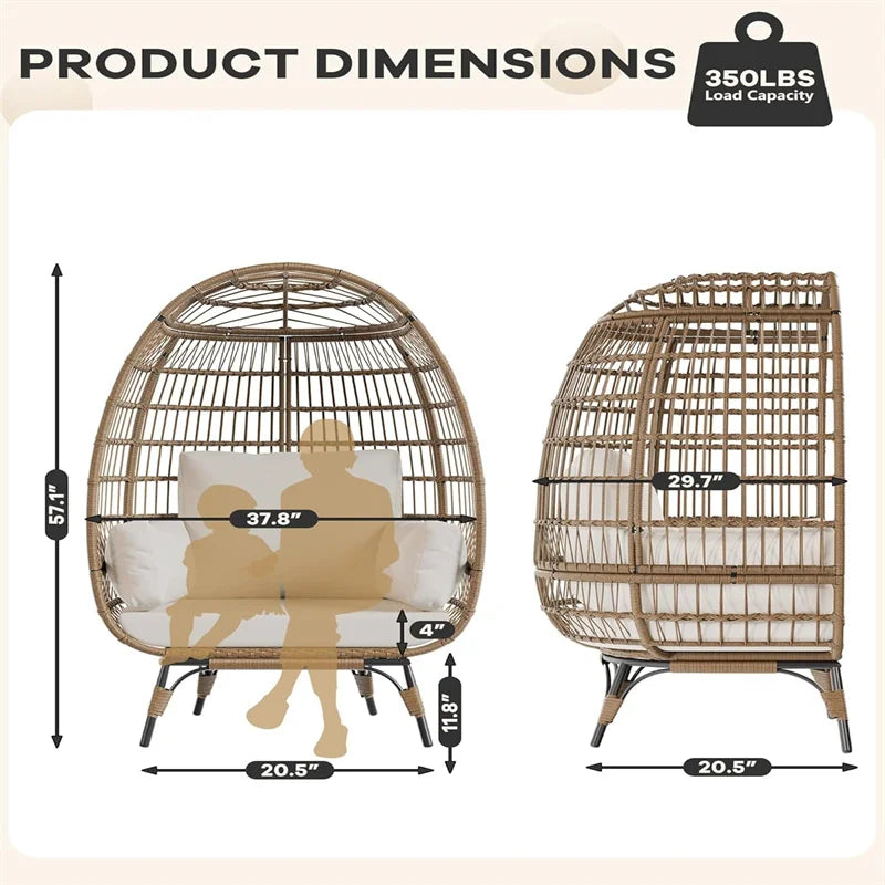 HiMISS Outdoor Egg Chair Wicker With Cushions And Steel Frame