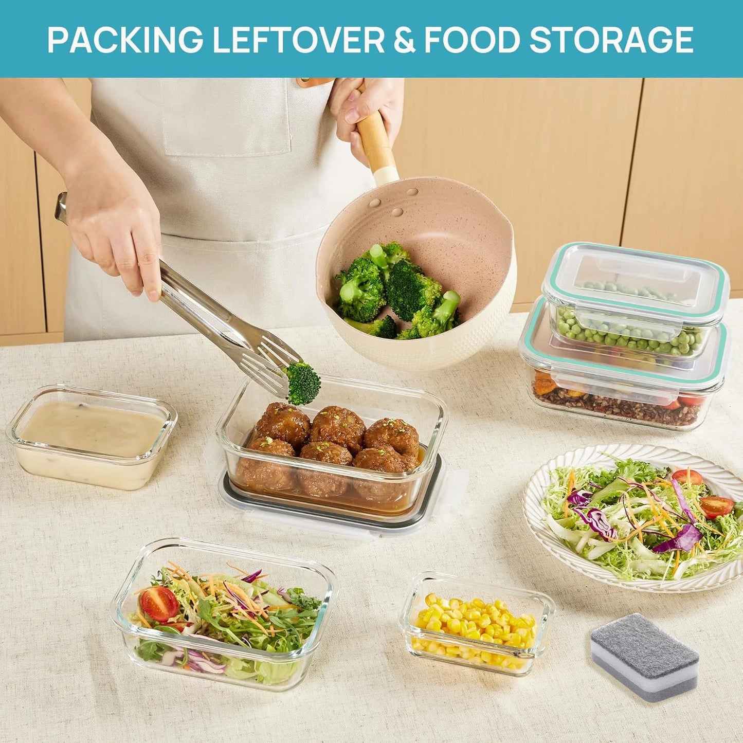 8-Pack Airtight Glass Food Storage Containers,Borosilicate Glass,Leakproof & Stackable for Microwave,Oven,Freezer and Dishwasher by S And B Enterprise