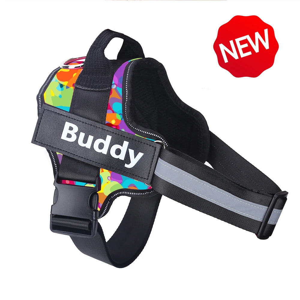 Dog Harness NO PULL Reflective Breathable Adjustable Pet Harness Vest with ID Custom Patch Outdoor Walking Dog Supplies by S And B Enterprise