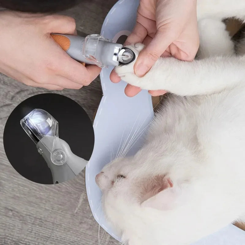 S And B Enterprise LED light pet nail clipper for dogs and cats, gray handheld grooming tool