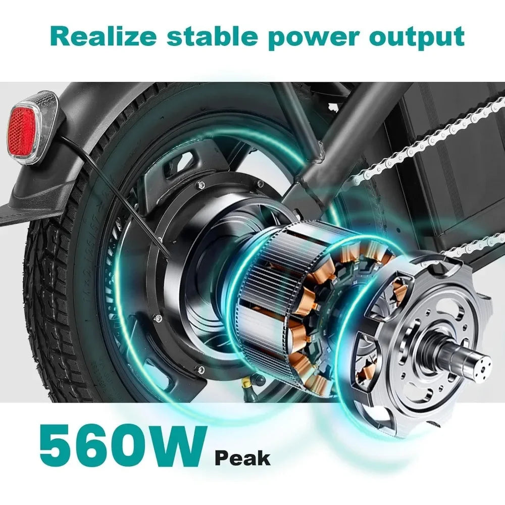 Foldable mini electric bicycle rear hub motor with 560W peak, by S And B Enterprise