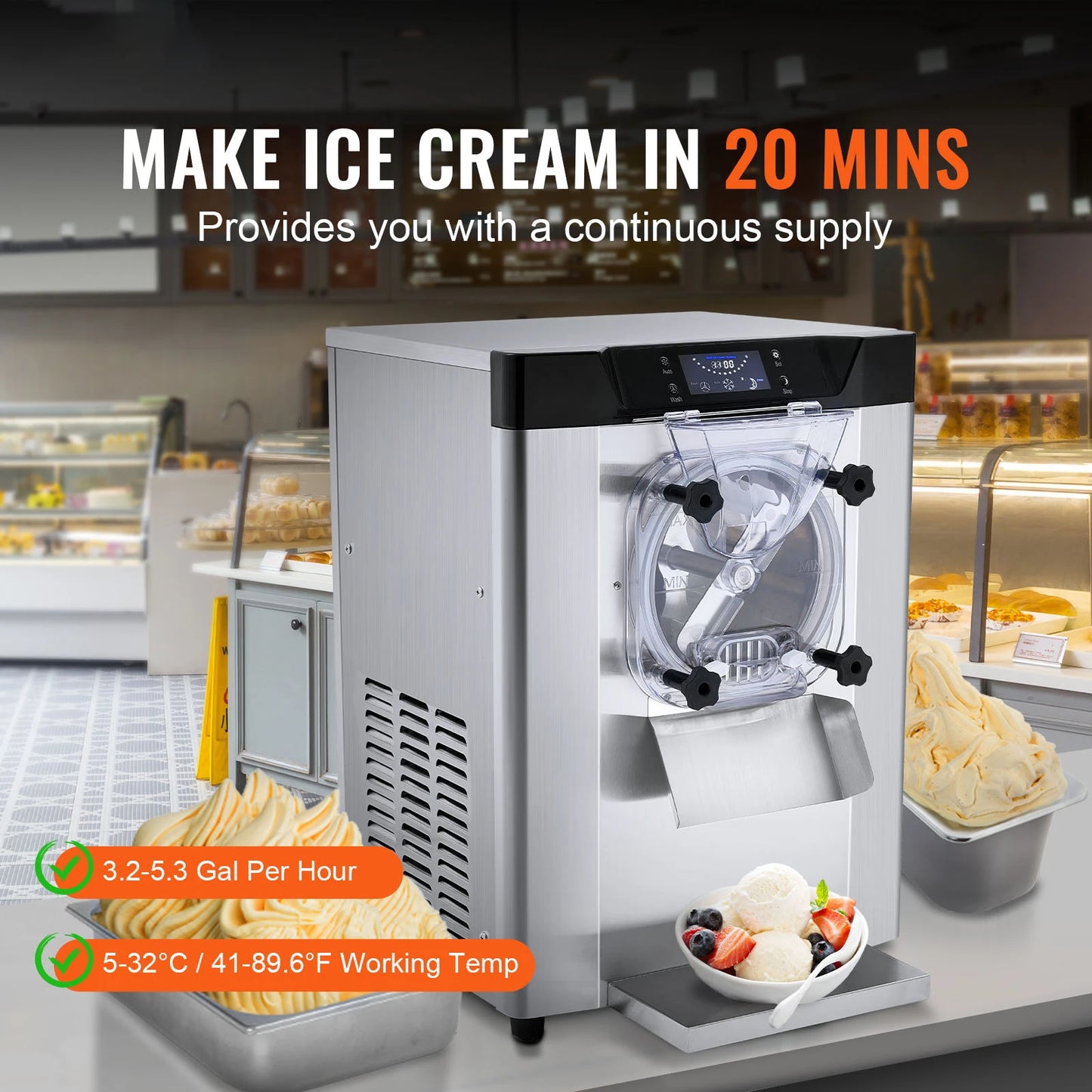 SucceBuy Countertop Ice Cream Maker Single Flavor