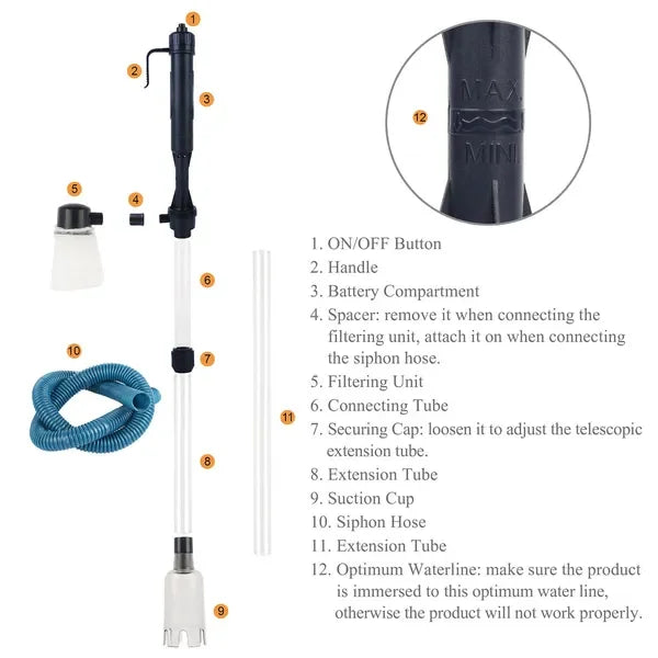 Battery Operated Aquarium Gravel Vacuum Cleaner