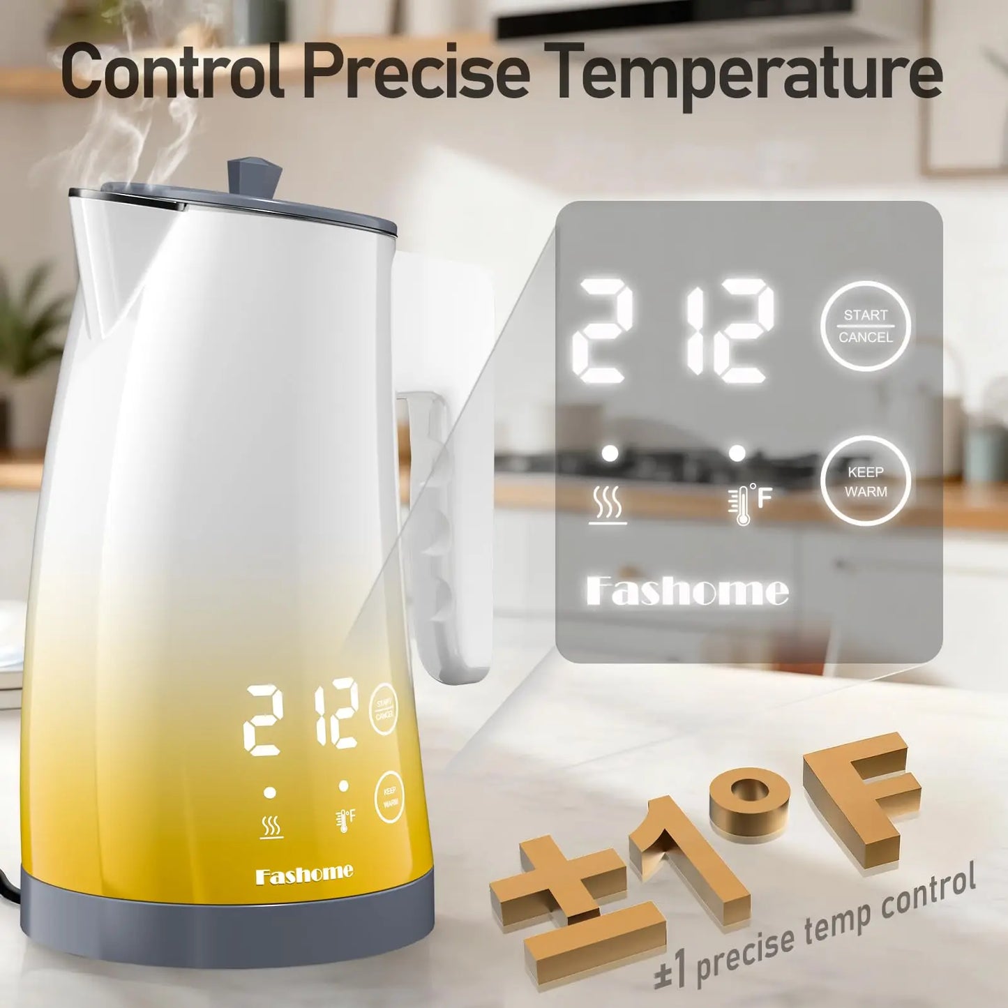 1.25L Electric Kettle Digital LED Display Electric Tea Kettle 2Hour Keep Warm Temperature Control Fast Boiling Hot Water Boiler