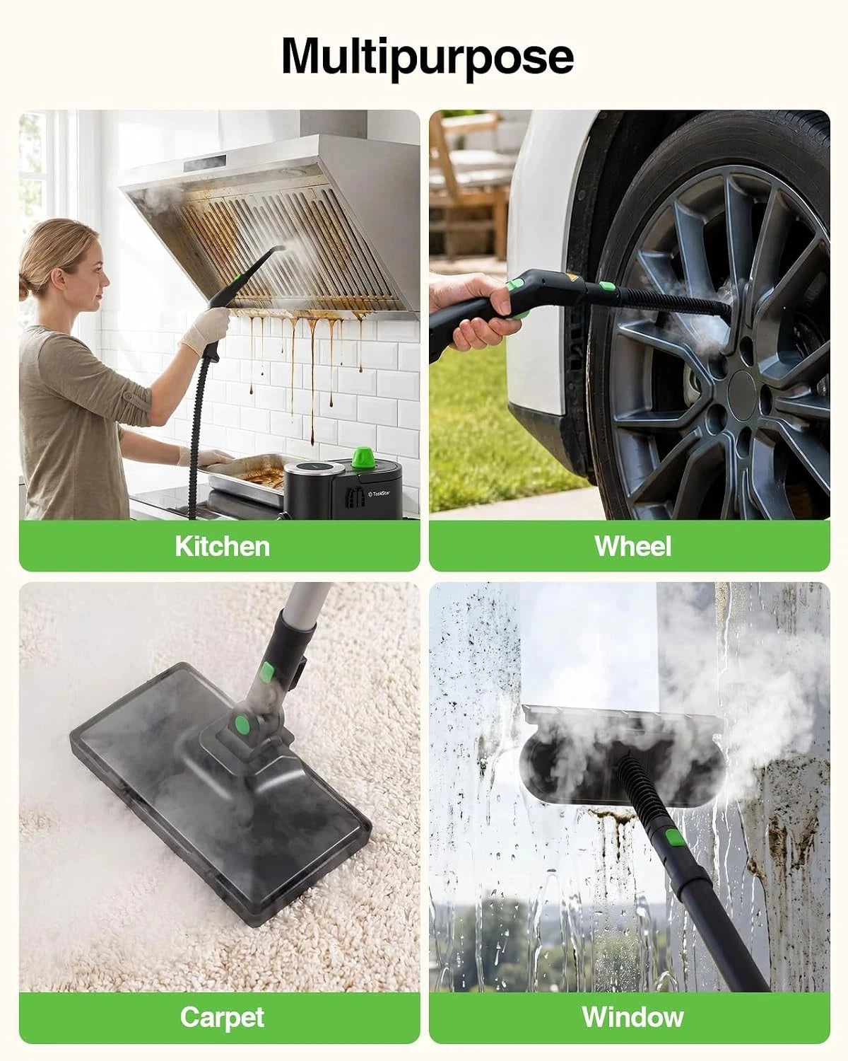 TaskStar Handheld Steam Cleaner High Temperature Sterilization Home Cleaning Kit 1500W Pressure Jet Washer Machine with 16.4Ft Long Power Cord for Kitchen Air Conditizer