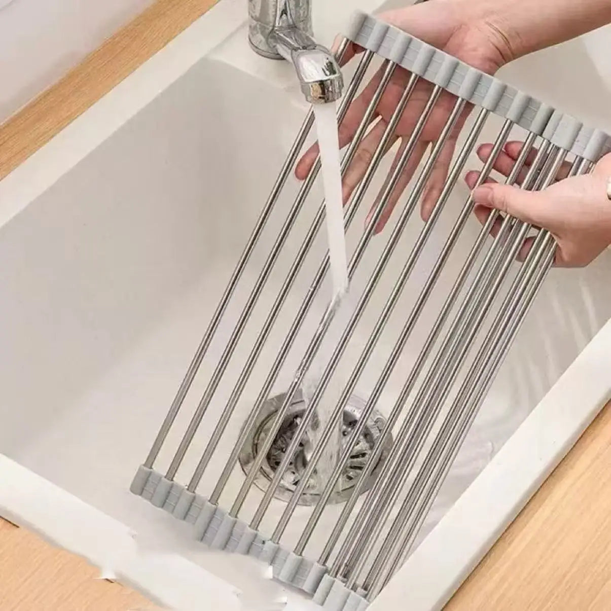 Stainless Steel Dish Drying Rack With Draining Basket by S And B Enterprise