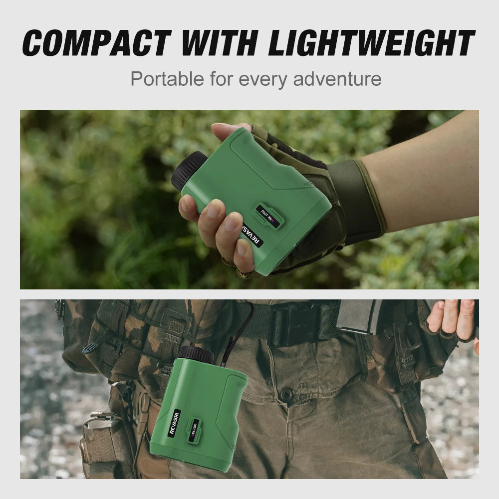 REVASRI 1000M rangefinder by S And B Enterprise; compact green handheld device for hunting and golf