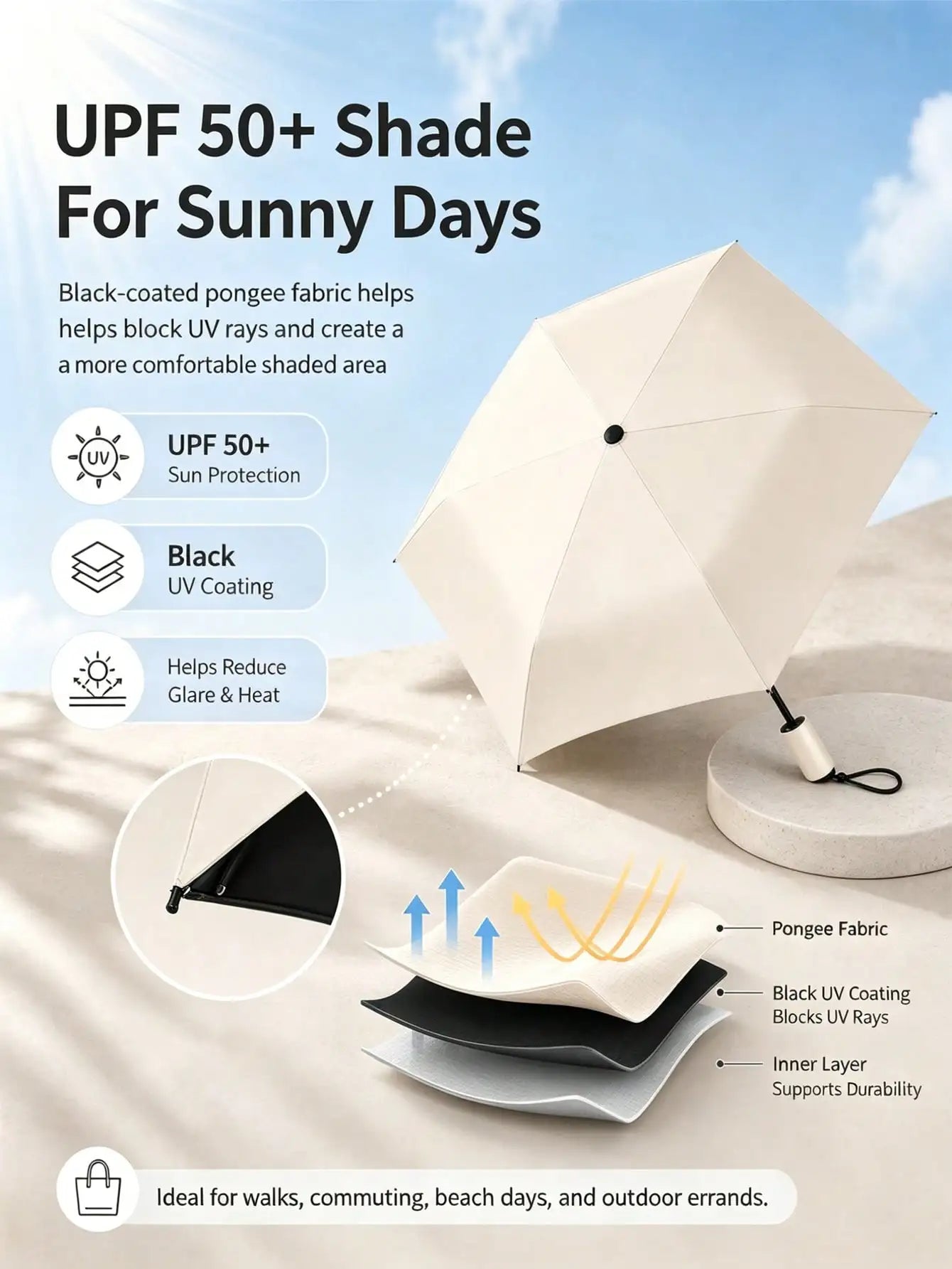 Fashionable Pencil Umbrella, UV Protection, Ultra-Lightweight Slim Mini Travel Umbrella, Women's Stylish Compact Foldable Pocket Umbrella, UPF 50+ Sun Protection, Suitable For Rainy Days, Backpack, Handbag, Commuting, Beach,