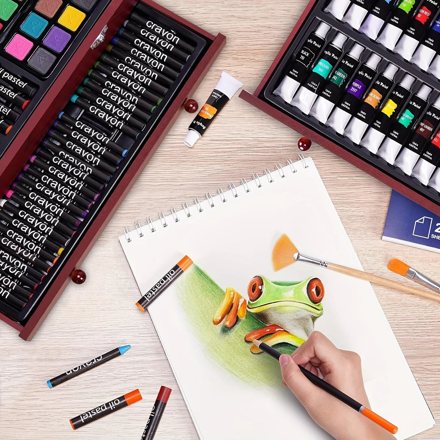 146 Piece Luxury Art Kit for Professionals With Crayons Pencils by S And B Enterprise