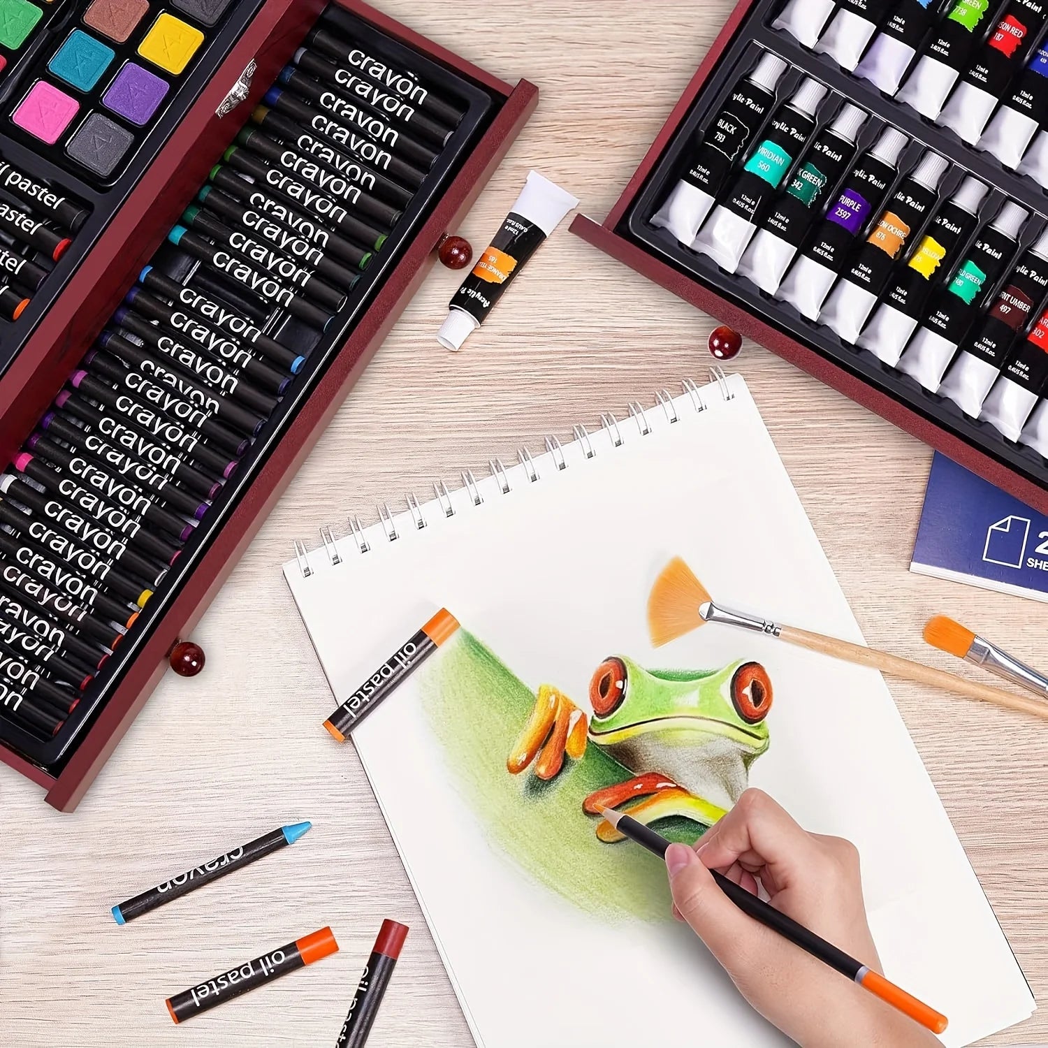 146 Piece Luxury Art Kit for Professionals With Crayons Pencils by S And B Enterprise