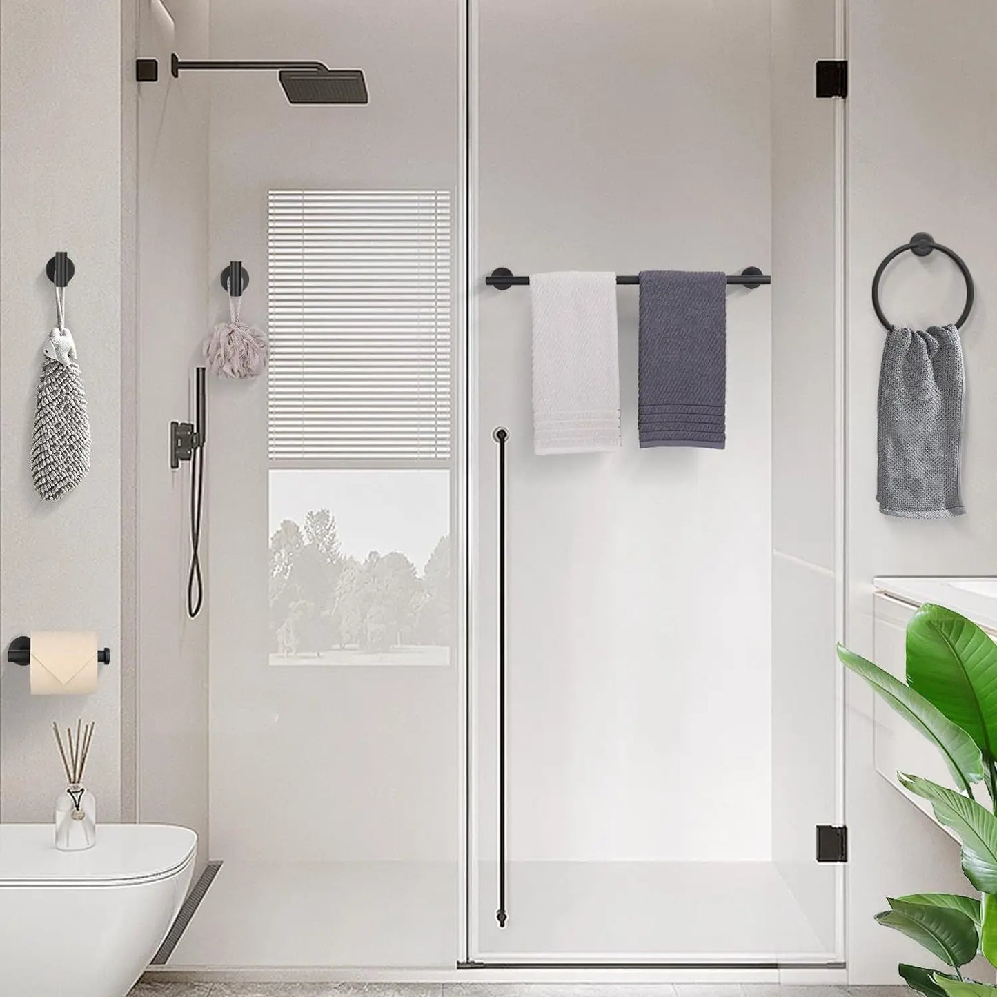 5-Piece Bath Hardware Set Brushed Finish Stainless Steel by S And B Enterprise