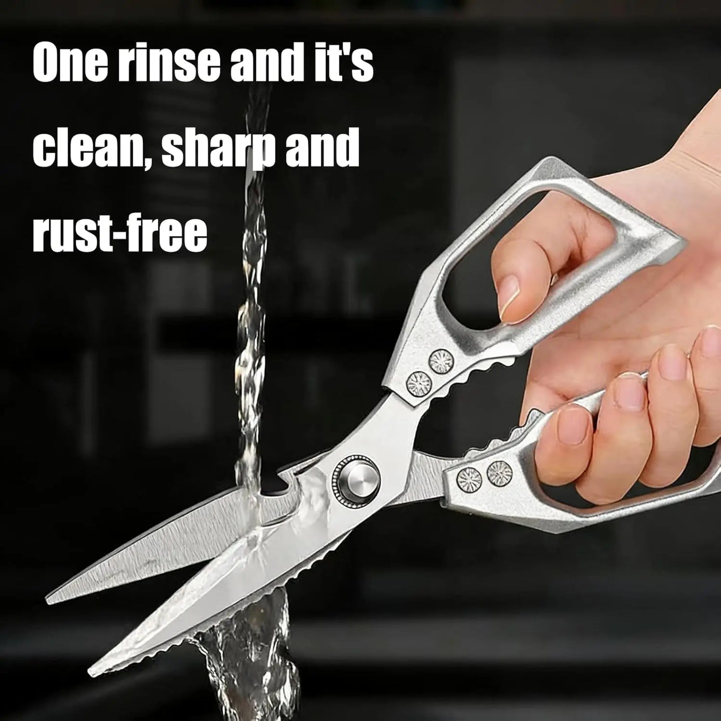 Kitchen Scissors, All Purpose，Ultra Sharp Meat Scissors，Heavy Duty Silver Cooking Scissor，Dishwash Safe Stainless Steel Kitchen Shears for Food, Chicken Bones, Turkey by S And B Enterprise