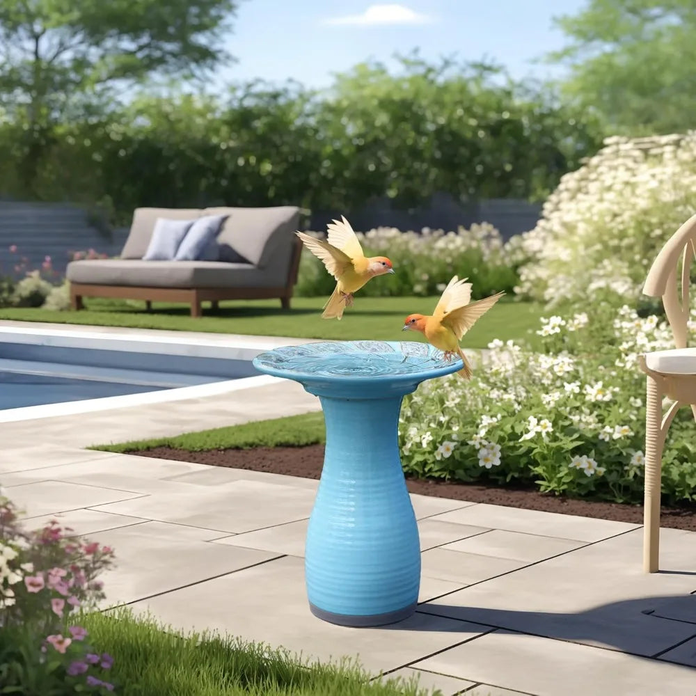 Elegant Ceramic Bird Bath Outdoor Garden Decor For Birds
