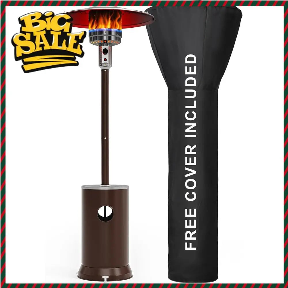 Dual-Purpose Outdoor Propane Patio Heater With Weather-Resistant Cover