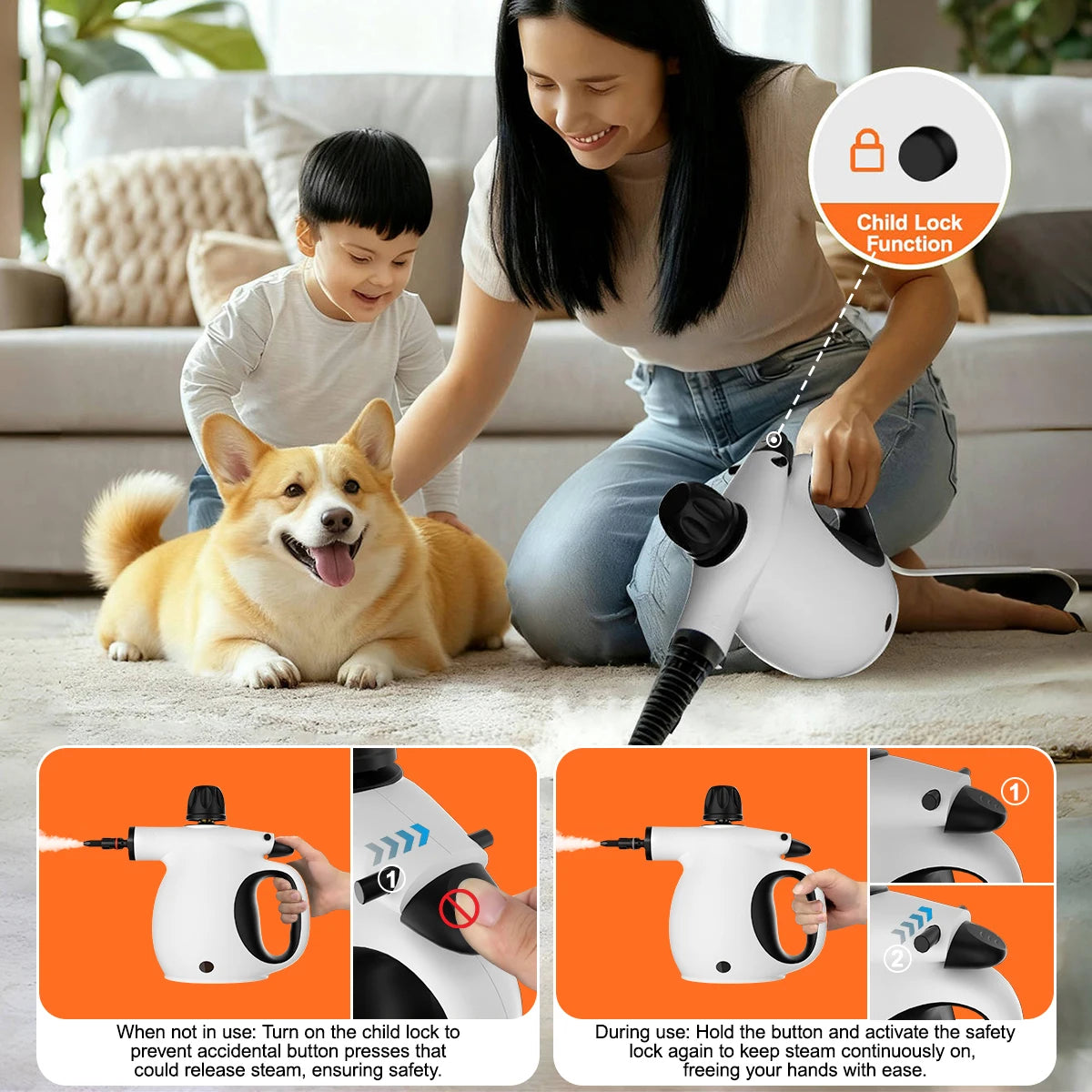 Portable Handheld Steam Cleaner For Multi-Surface Cleaning
