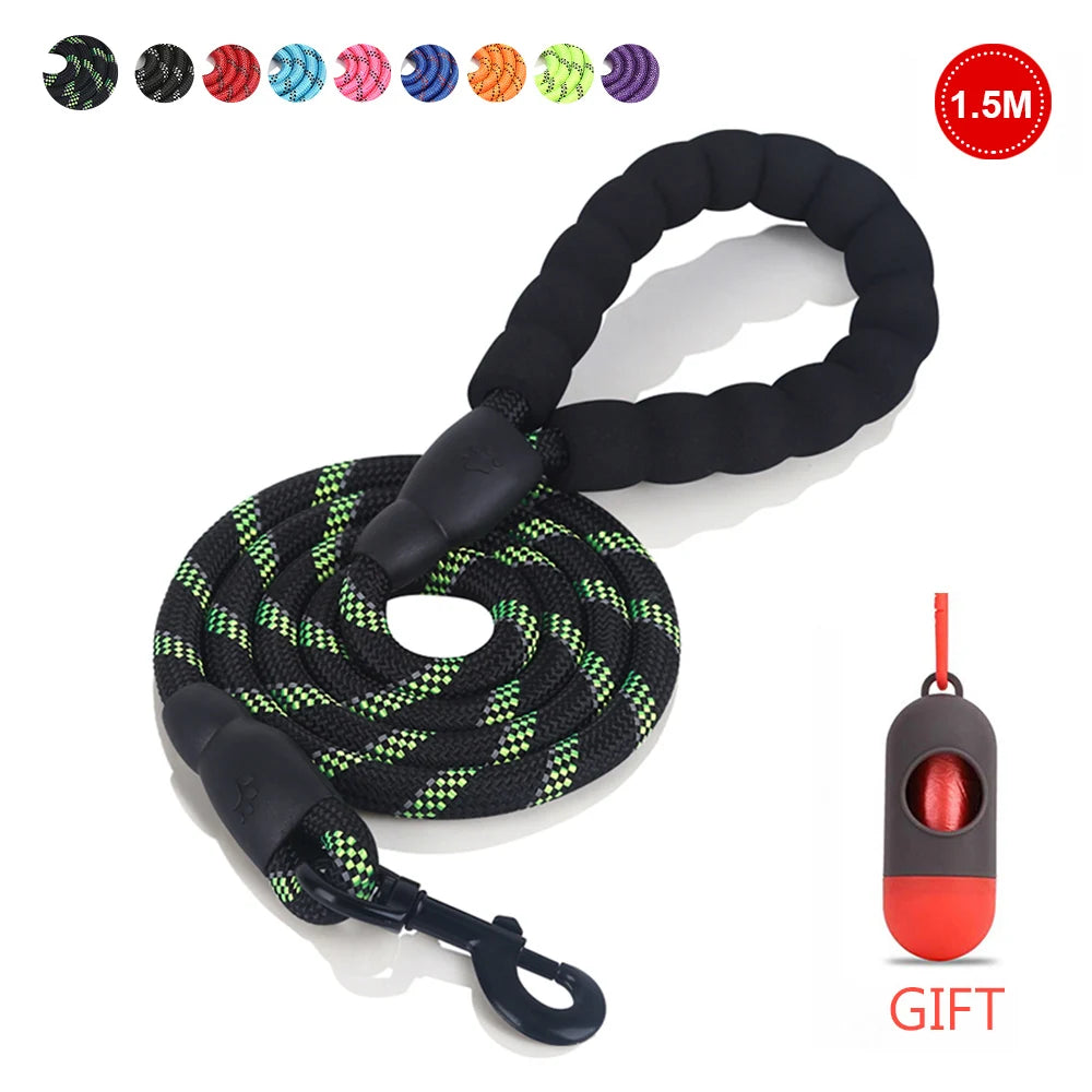 Pet Leash Reflective Strong Dog Leash 1.5M Long with Comfortable Padded Handle Heavy Duty Training Durable Nylon Rope Leashes by S And B Enterprise