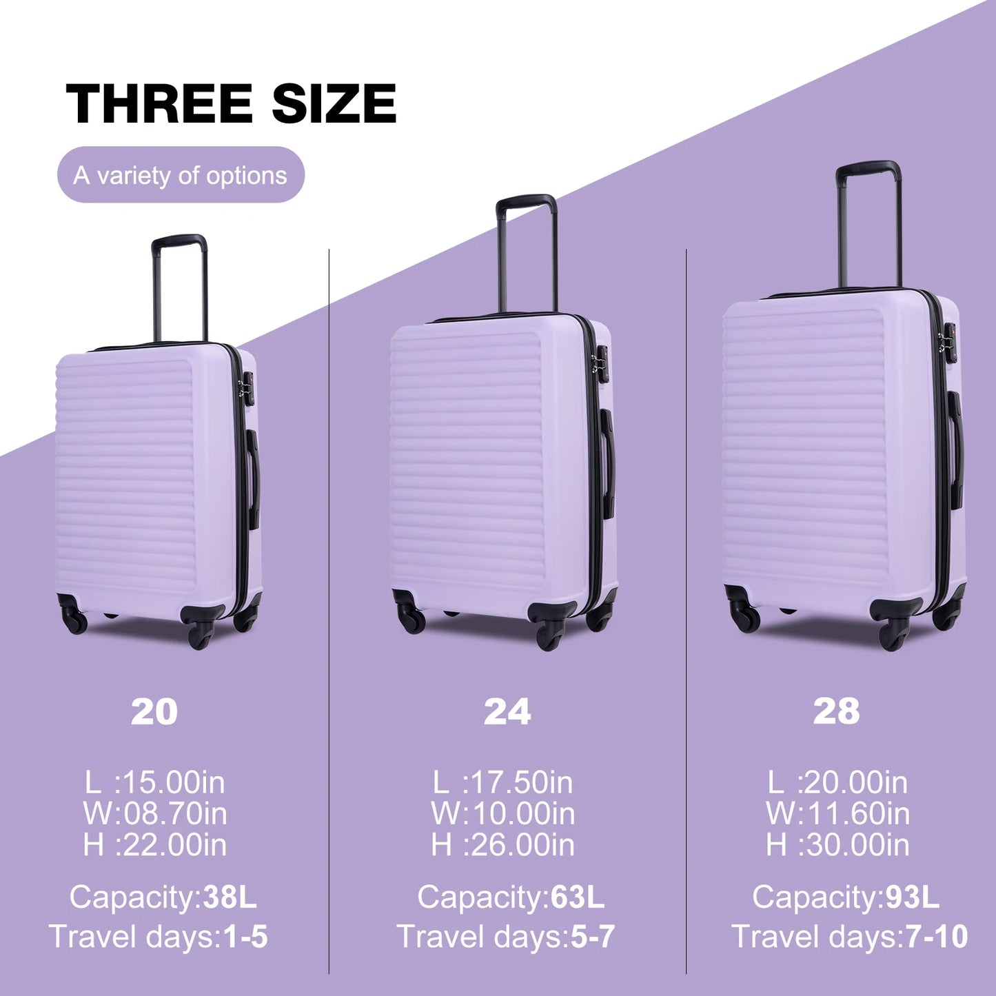 Travelhouse 3-Piece Hardside Luggage Set With TSA Lock