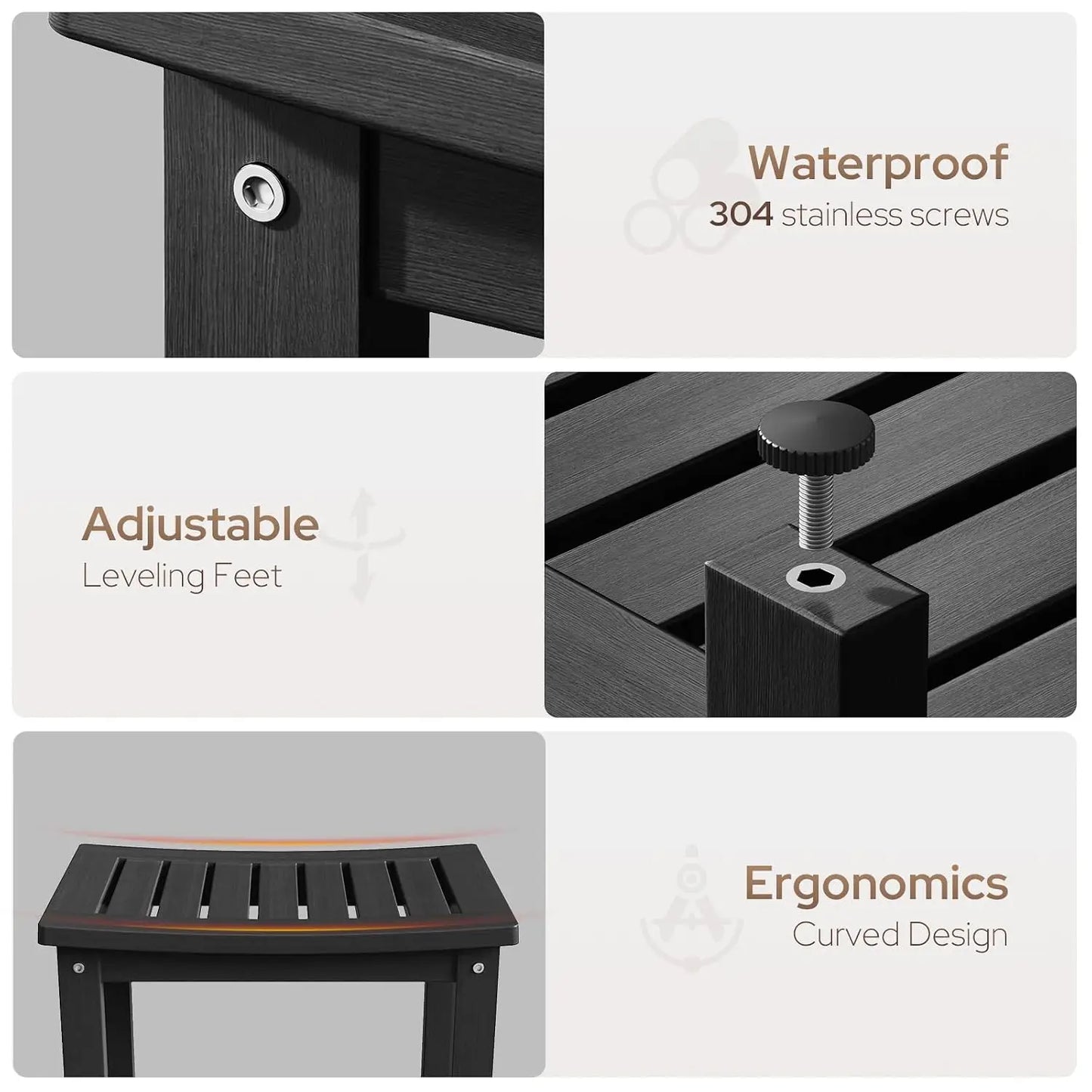 21" Poly Lumber Waterproof Shower Bench with Storage Shelf, Non-Slip Shower Stool, Extra Wide Wood Like Shower, Customized by S And B Enterprise