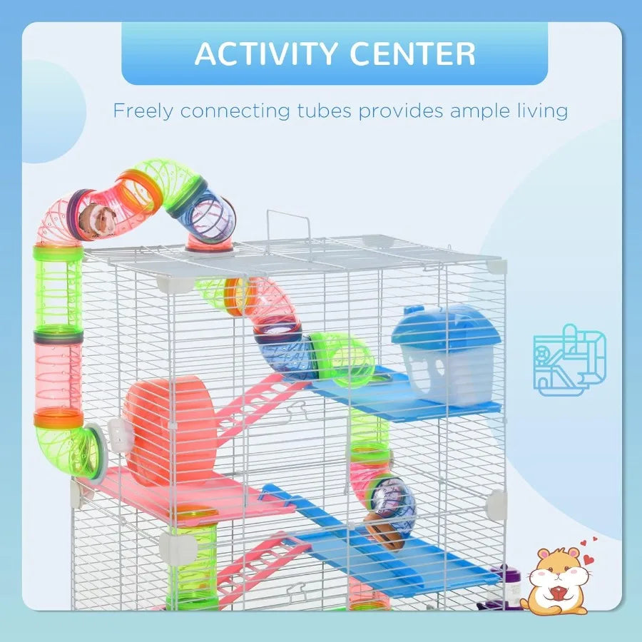 NONECN 5-Tier Hamster Cage With Tubes And Tunnels Durable