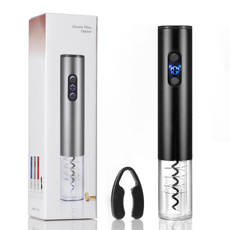 S And B Enterprise electric wine opener; rechargeable black automatic corkscrew with USB charging cable for home use