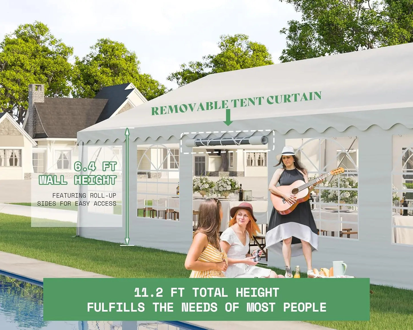 AmerLife Party Tent With Sidewalls Easy Setup