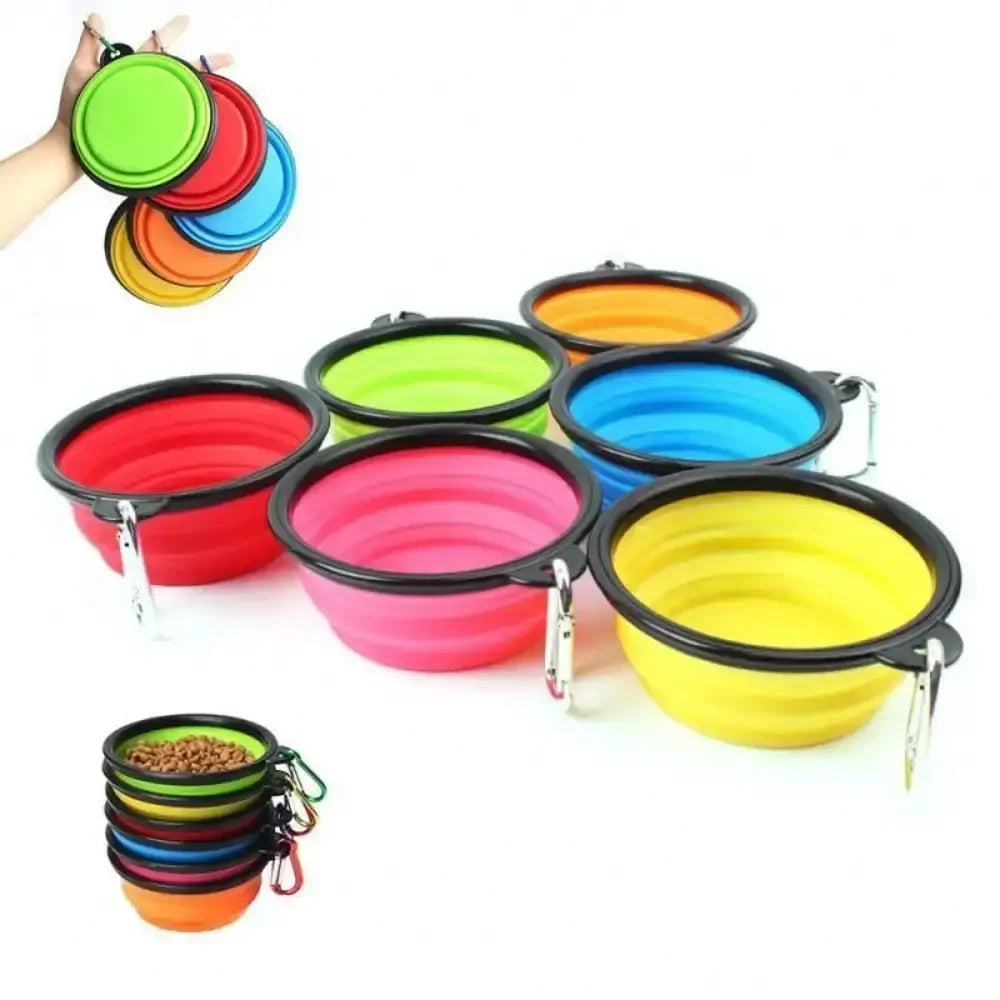 Ceramic 2-In-1 Dog Feeder Bowl With Travel Carabiner by S And B Enterprise