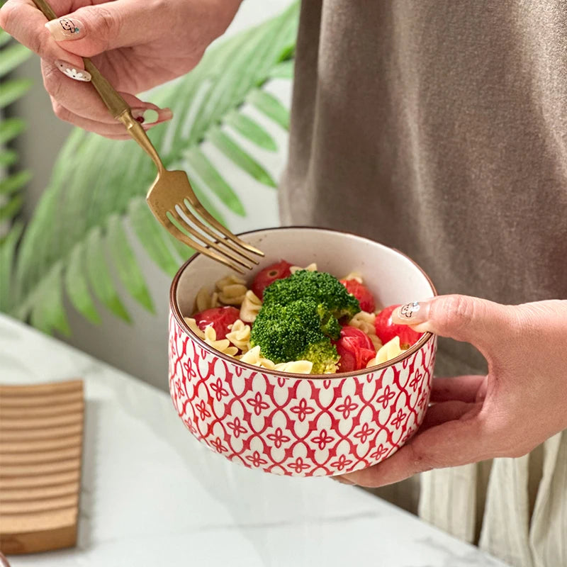 1-Pack 5.3 Inch Bohemian Lidded Fresh-Keeping Bowl, Microwave-Safe Multi-Purpose Fresh-keeping Bowl, Fruit/Salad/Pasta/Rice/Soup by S And B Enterprise
