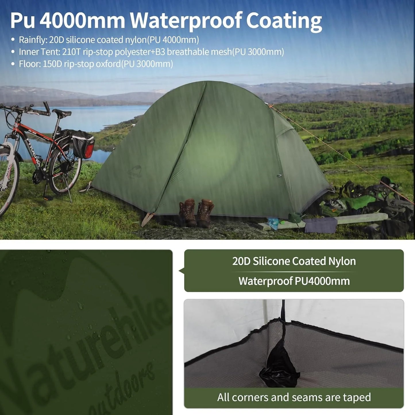 Naturehike One Person Cycling Tent Ultralight Waterproof Double Layer Camping