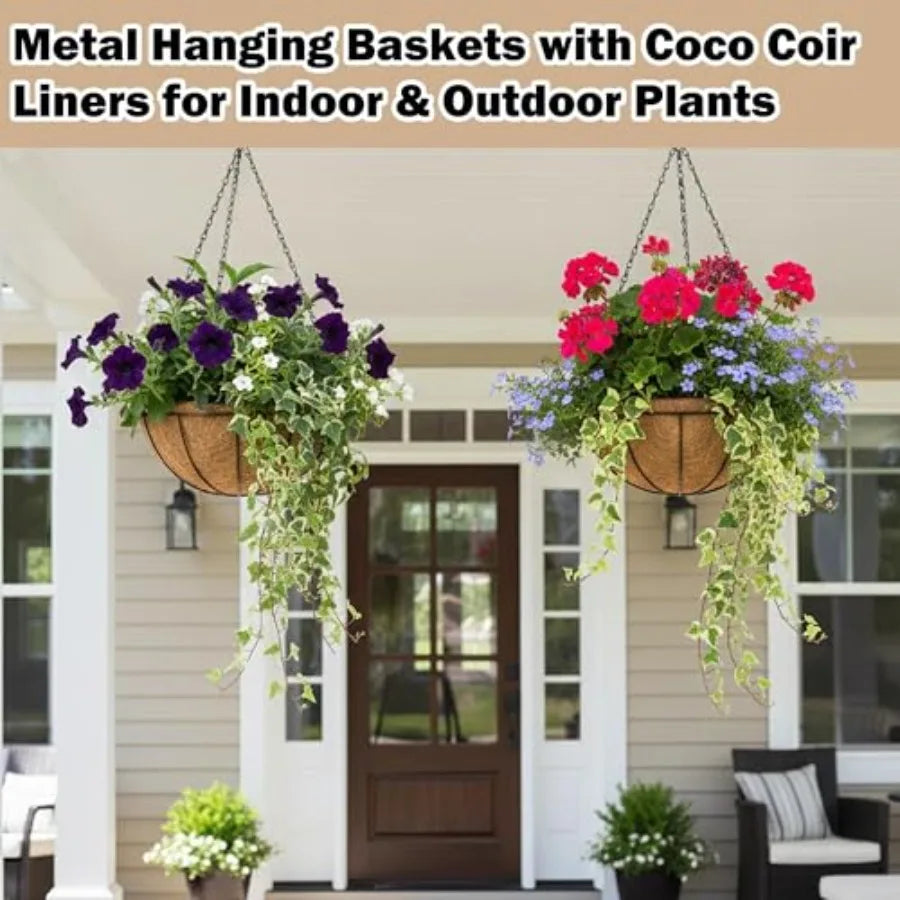 2 Pack Hanging Baskets Planter Outdoor Wire Plant Holders