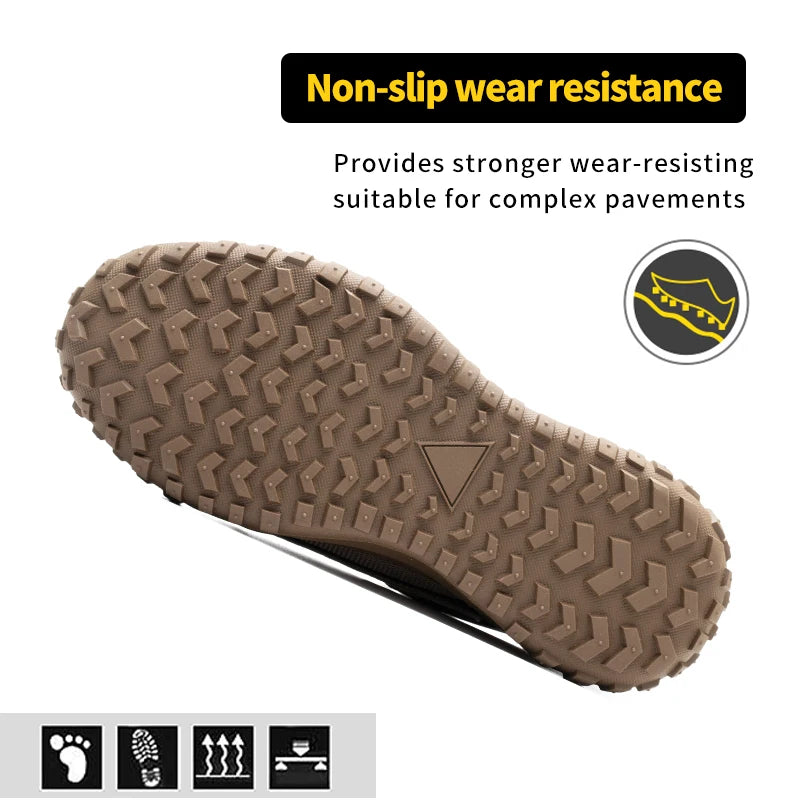 All-Season Men's Functional Work Shoes by S And B Enterprise, brown wear-resistant outsole with rugged tread