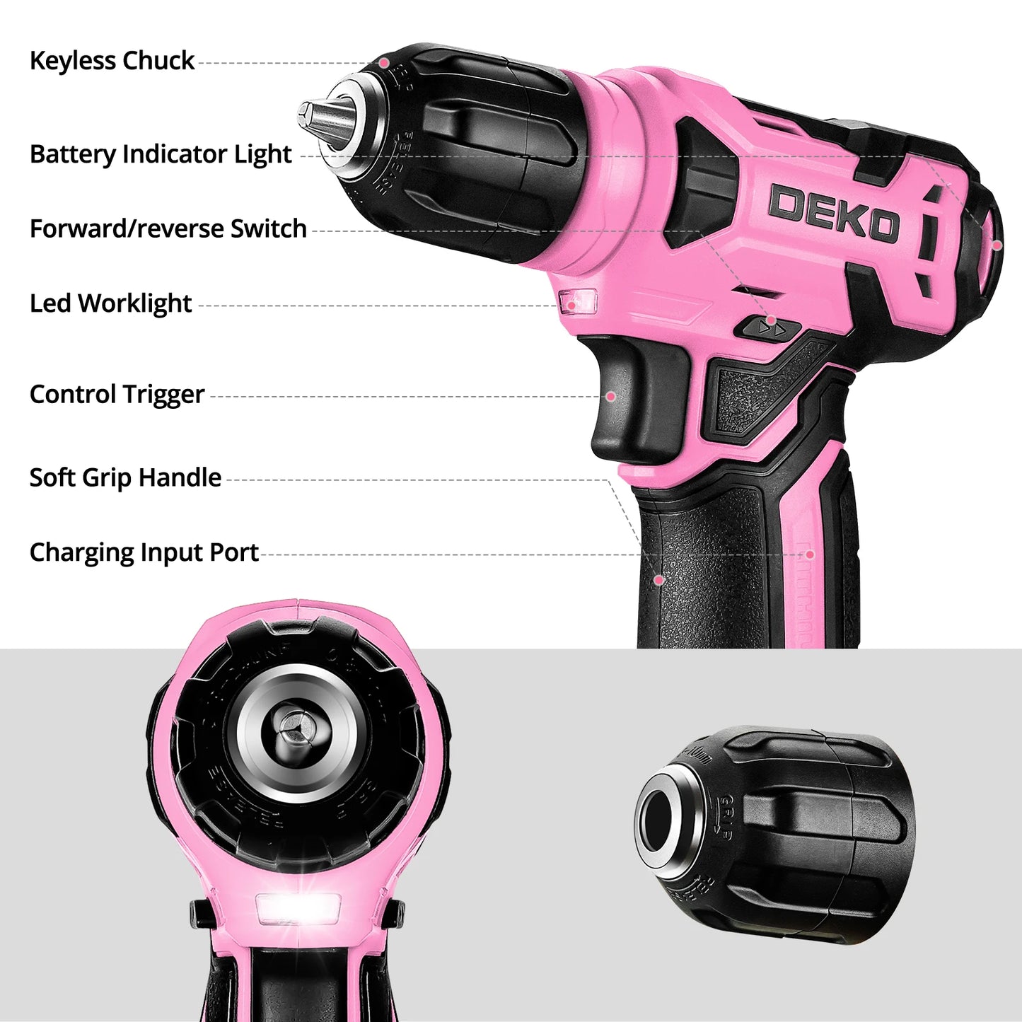 DEKO 126-Piece Power Tool Combo Kit With 8V Cordless Drill by S And B Enterprise