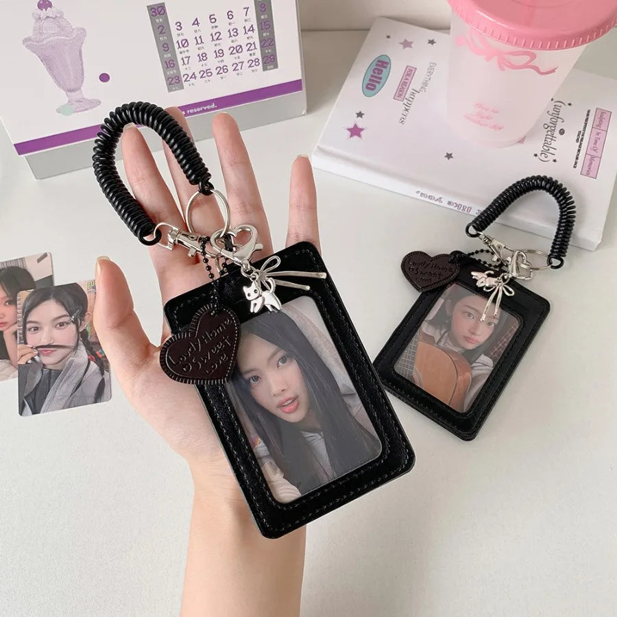 Y2k Black Photocard Holder Keychain Kpop Idol Photo Protector Sleeve Student Id Card Storage Case Student Stationery Supplies by S And B Enterprise