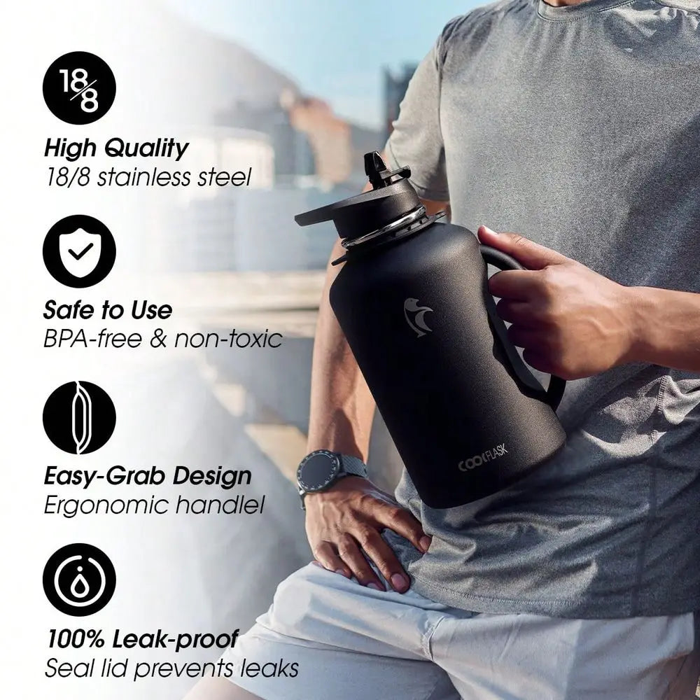 Insulated Stainless Steel Water Bottle With Handle And Strap by S And B Enterprise