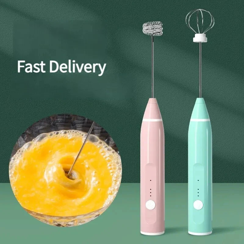 Electric Milk Frother Handheld USB Rechargeable Coffee Blender Mixer