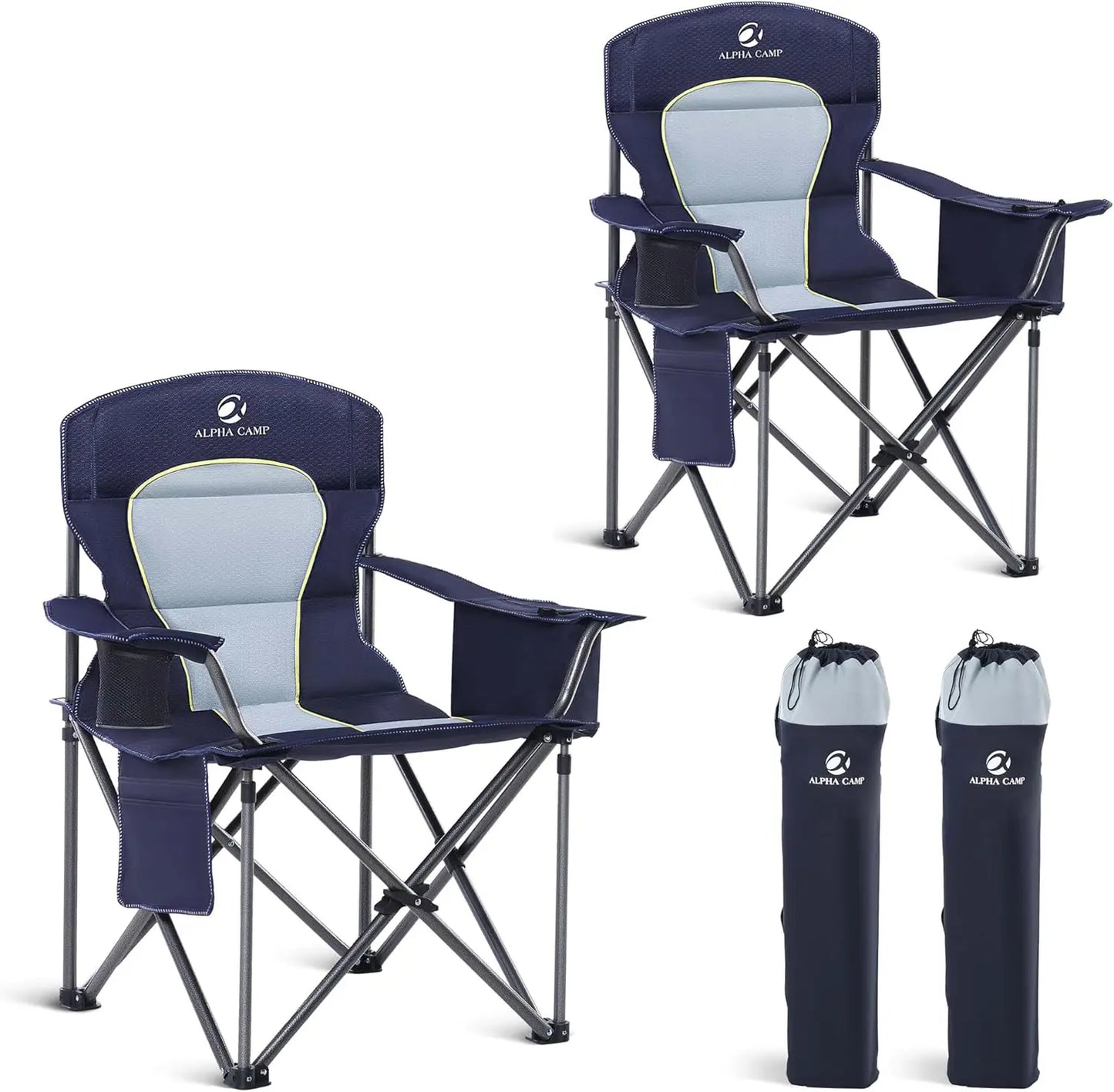 Oversized Folding Camping Chair With Cooler Bag And Cup Holder