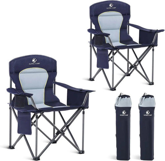Oversized Folding Camping Chair With Cooler Bag And Cup Holder