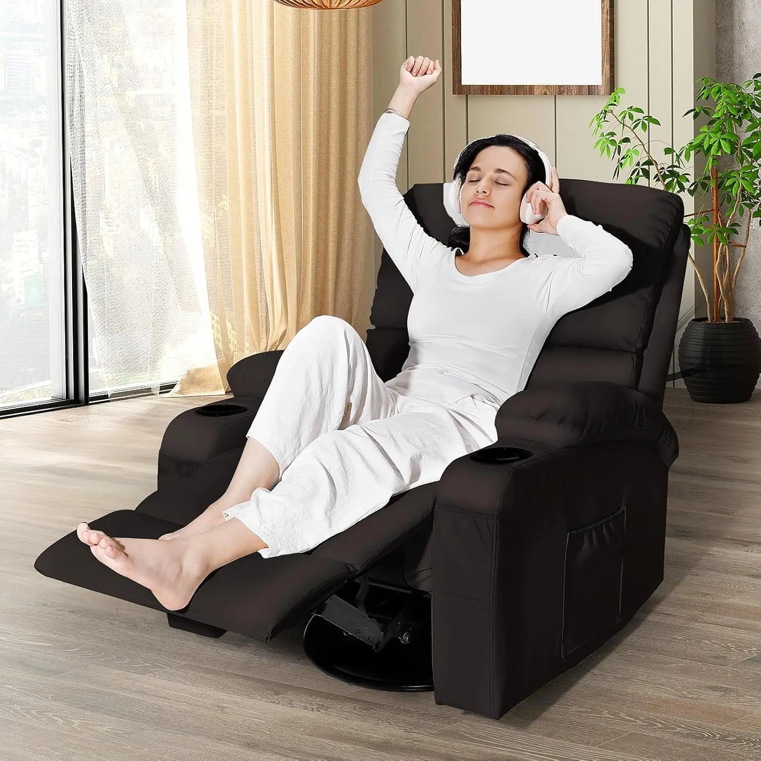 Rocking Recliner Chair With Massage And Heat 360 Swivel by S And B Enterprise
