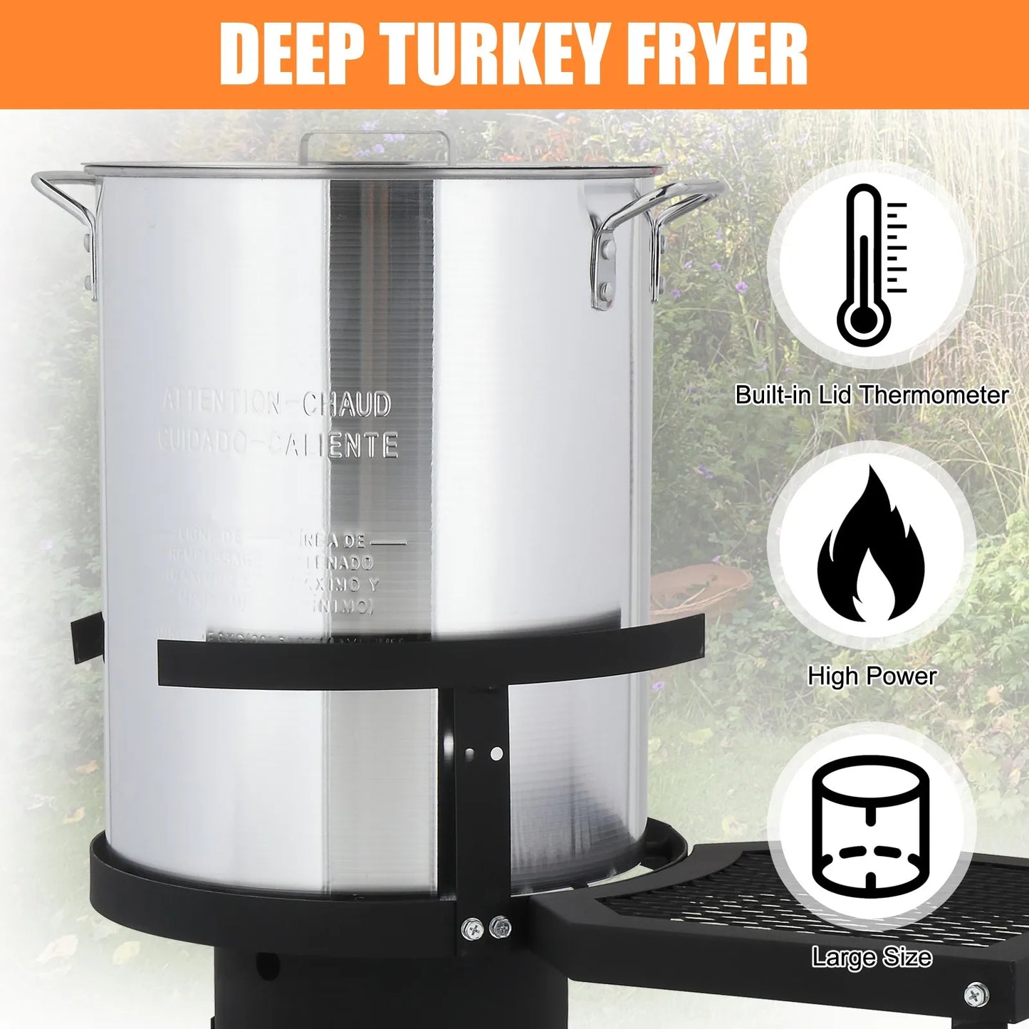 30QT Deep Turkey Fryer Pot 55,000BTU for Outdoor Camping Propane Burner Cooker by S And B Enterprise