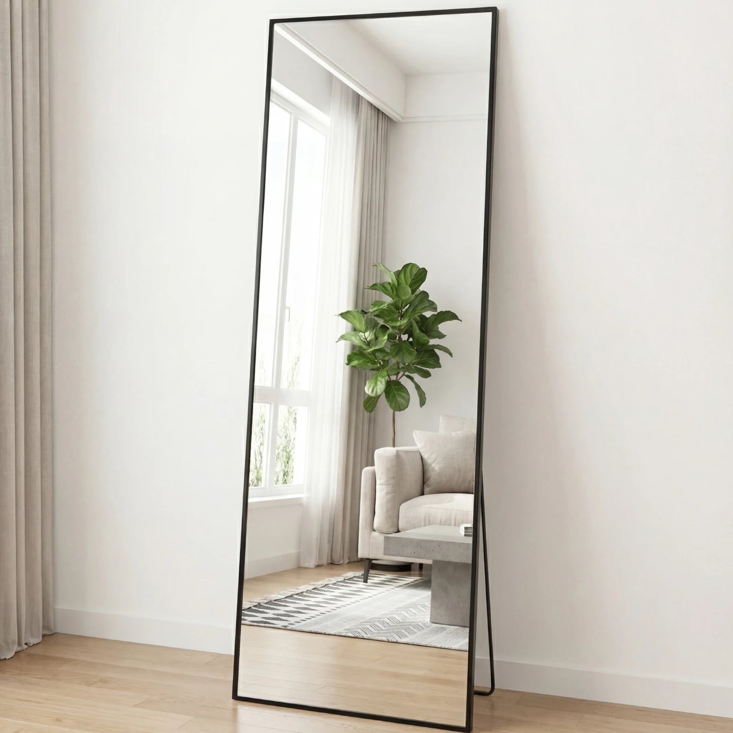 JHK Arched Full Length Mirror With Stand Aluminum Frame For Bedroom by S And B Enterprise