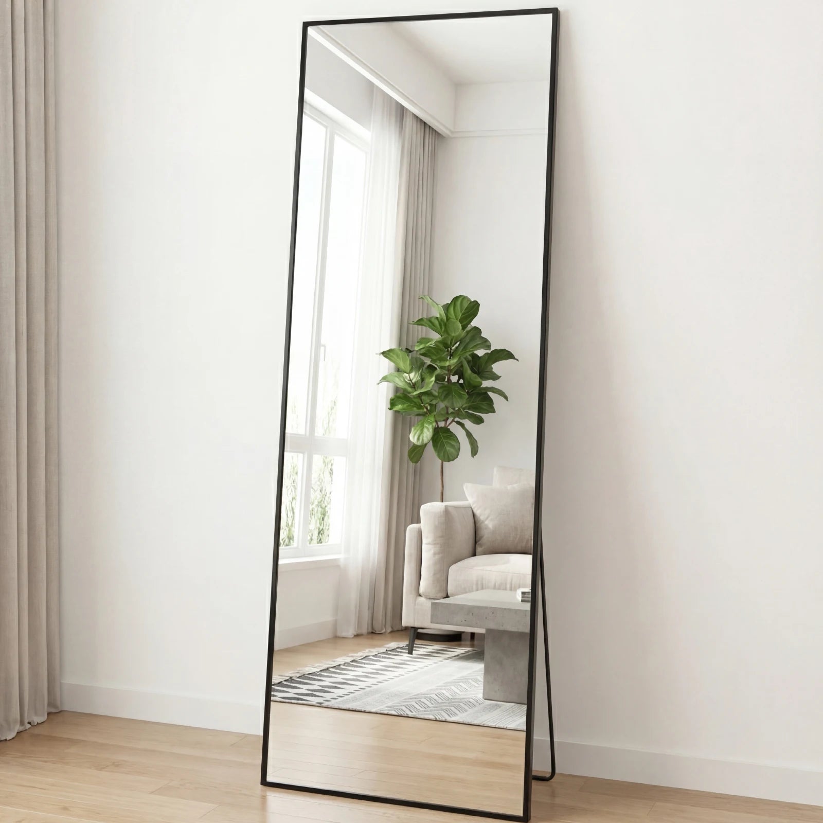 JHK Arched Full Length Mirror With Stand Aluminum Frame For Bedroom by S And B Enterprise